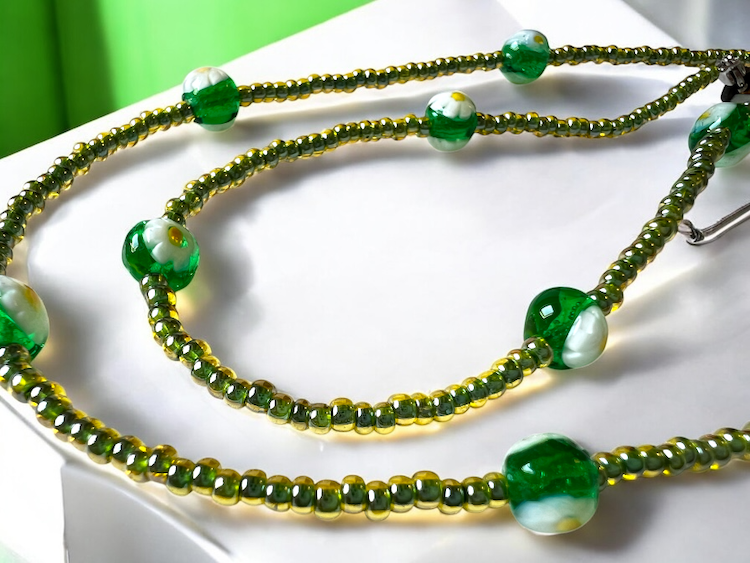 Murano eyeglass cord 'Cordina occhiali' Green