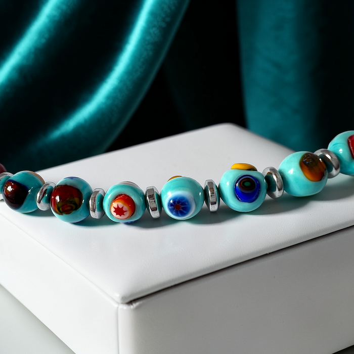 Murano glas halsketting 'Novara' Turchese