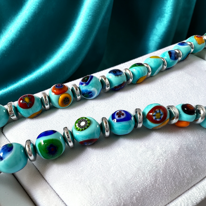 Murano glas halsketting 'Novara' Turchese