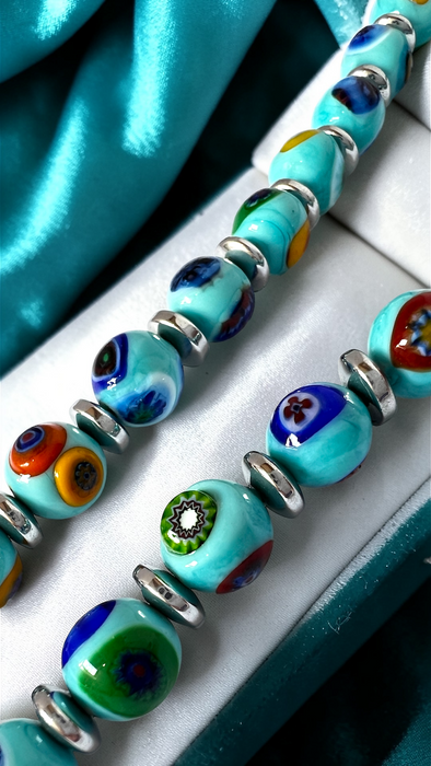 Murano glas halsketting 'Novara' Turchese