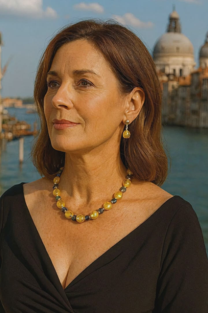 Murano glas halsketting Bologna multicolor handgemaakt Venetiaans glas