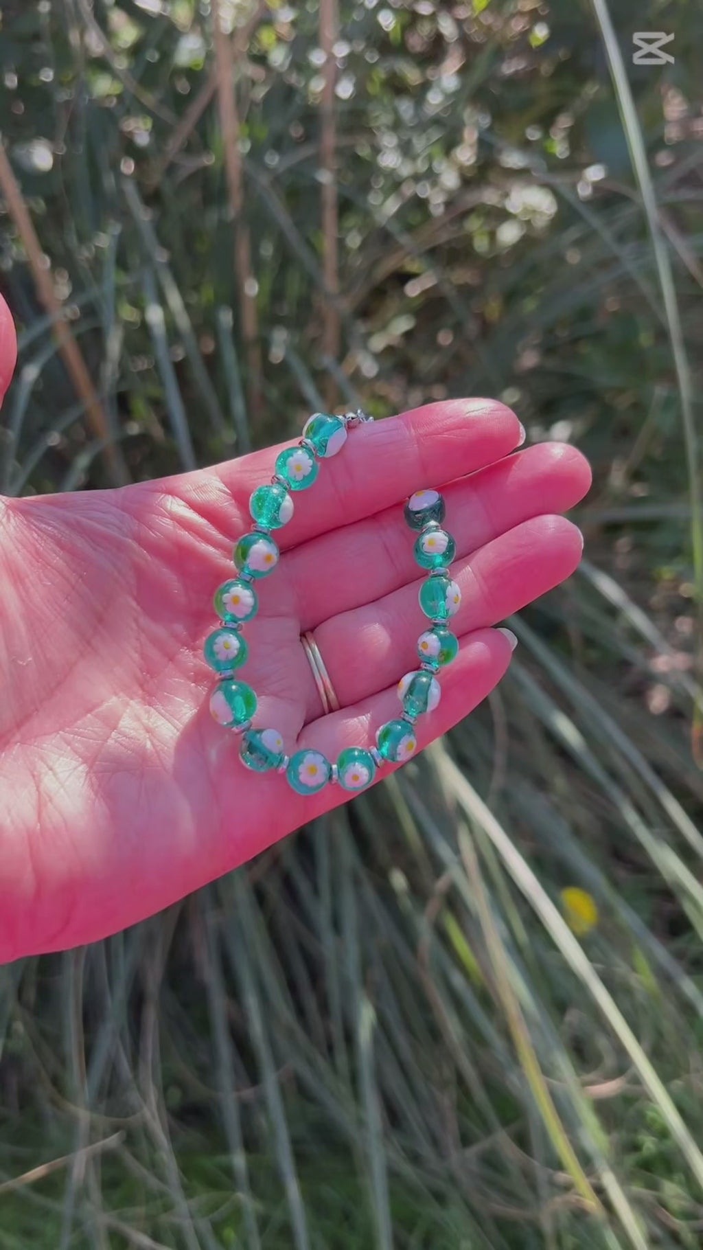 Murano glas armband San Remo verde trasparente - handgemaakt transparant groen Venetiaans glas van Corte Murrina