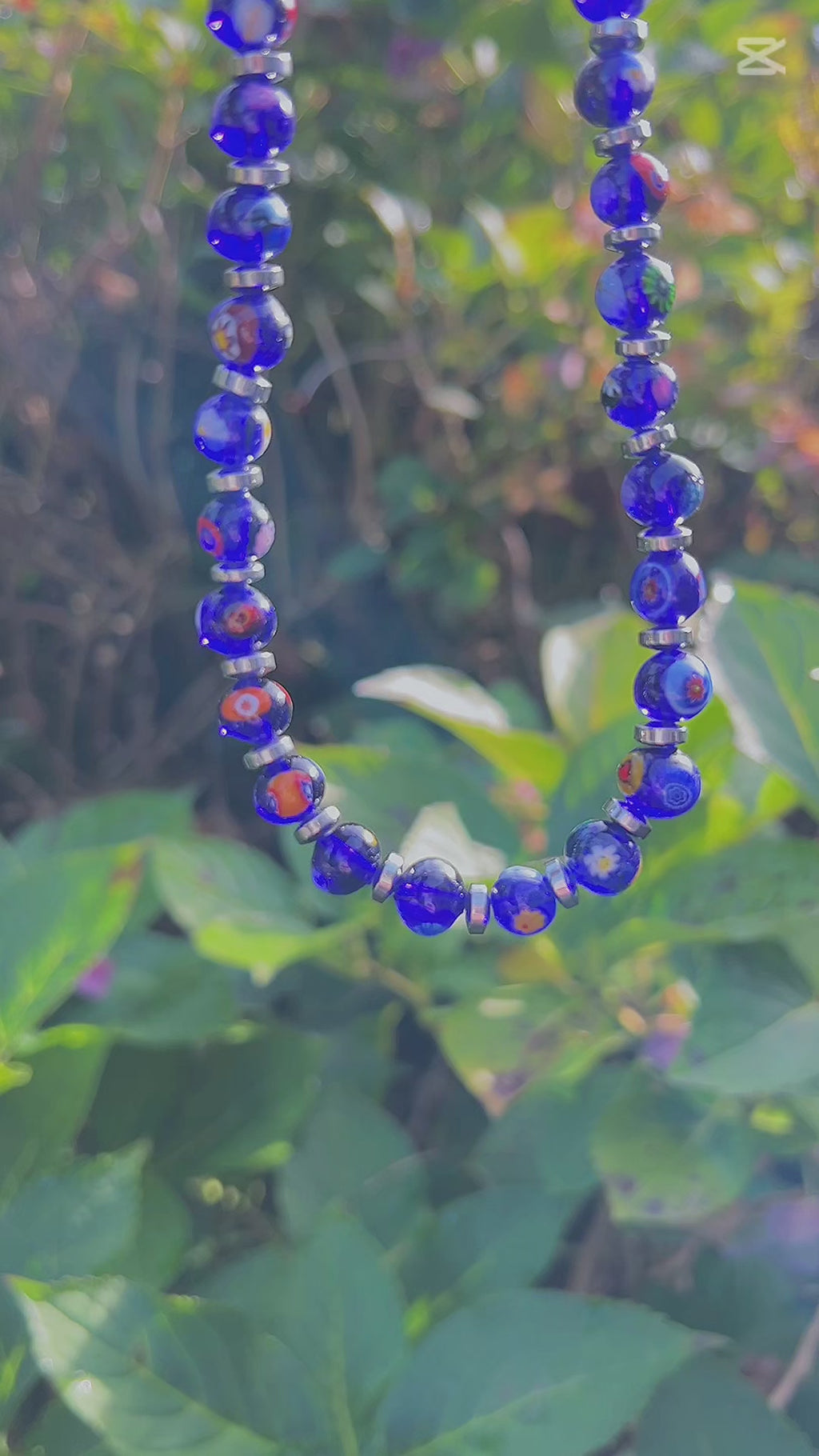 Murano glas halsketting Novara aqua - handgemaakt aqua blauw Venetiaans glas