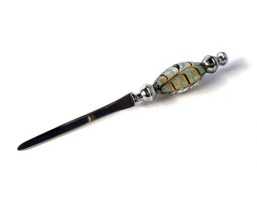 Brieföffner aus Muranoglas Grüne Stangen mit Blumen