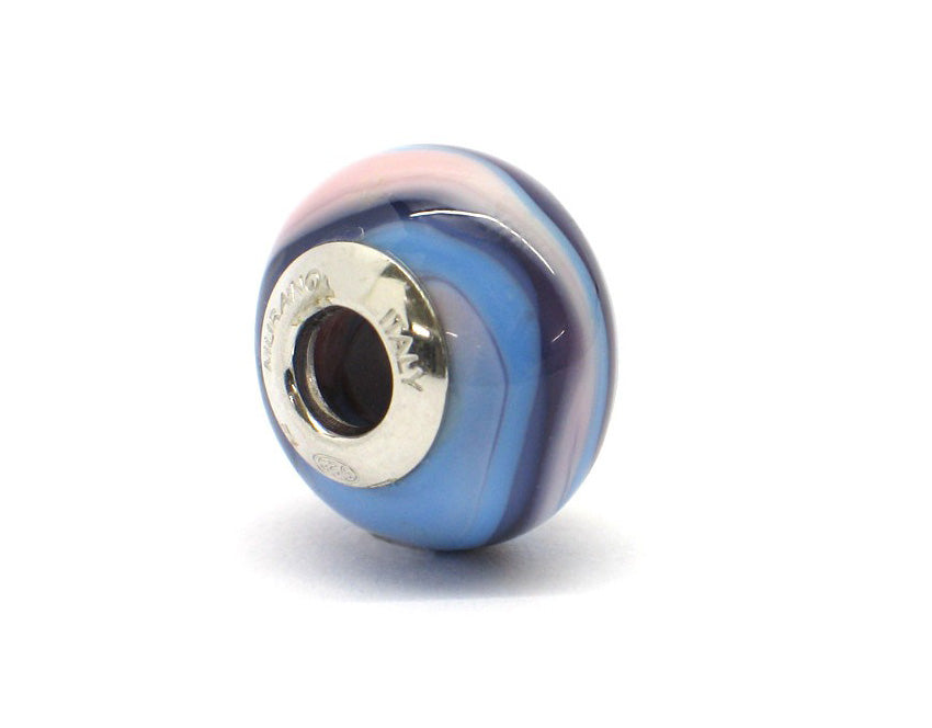 Murano glass bead - Sfumature di rosa e blu