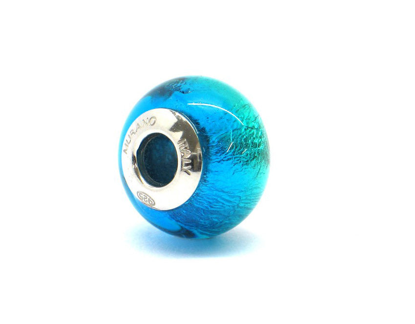 Murano glass bead - Tramonto acqua lime